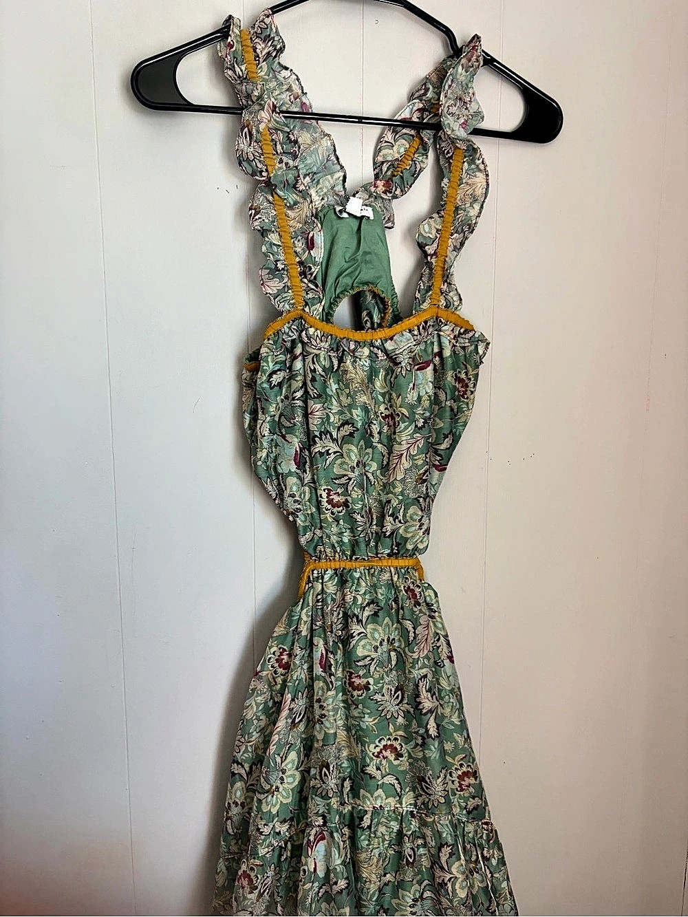 Current Air Botanical Cut Out Dress Floral Maxi Dress Green & Multicolor Small